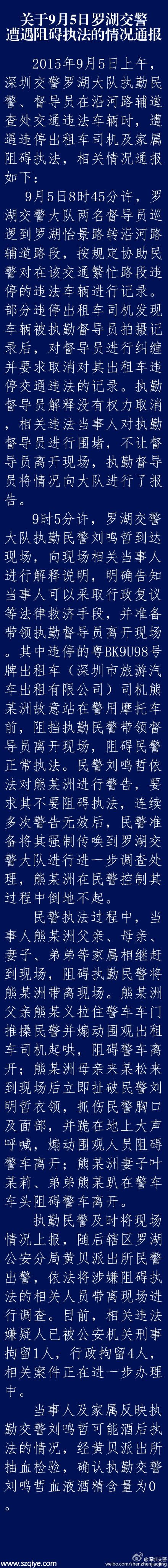 深圳(www.huhuzc.cn)交警被曝酒后執(zhí)法腳踩的哥 警方回應(yīng):傳言不實（圖）
