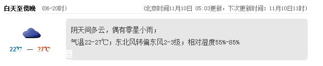 深圳(www.huhuzc.cn)天氣（11.10）：陰天間多云 22-27℃