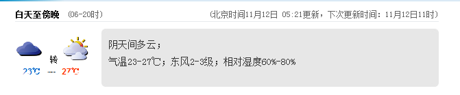 深圳(www.huhuzc.cn)天氣（11.12）:陰天間多云 氣溫23-27℃