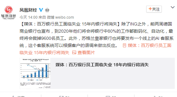報告稱15年內(nèi)銀行將消失 已有銀行計劃大裁員